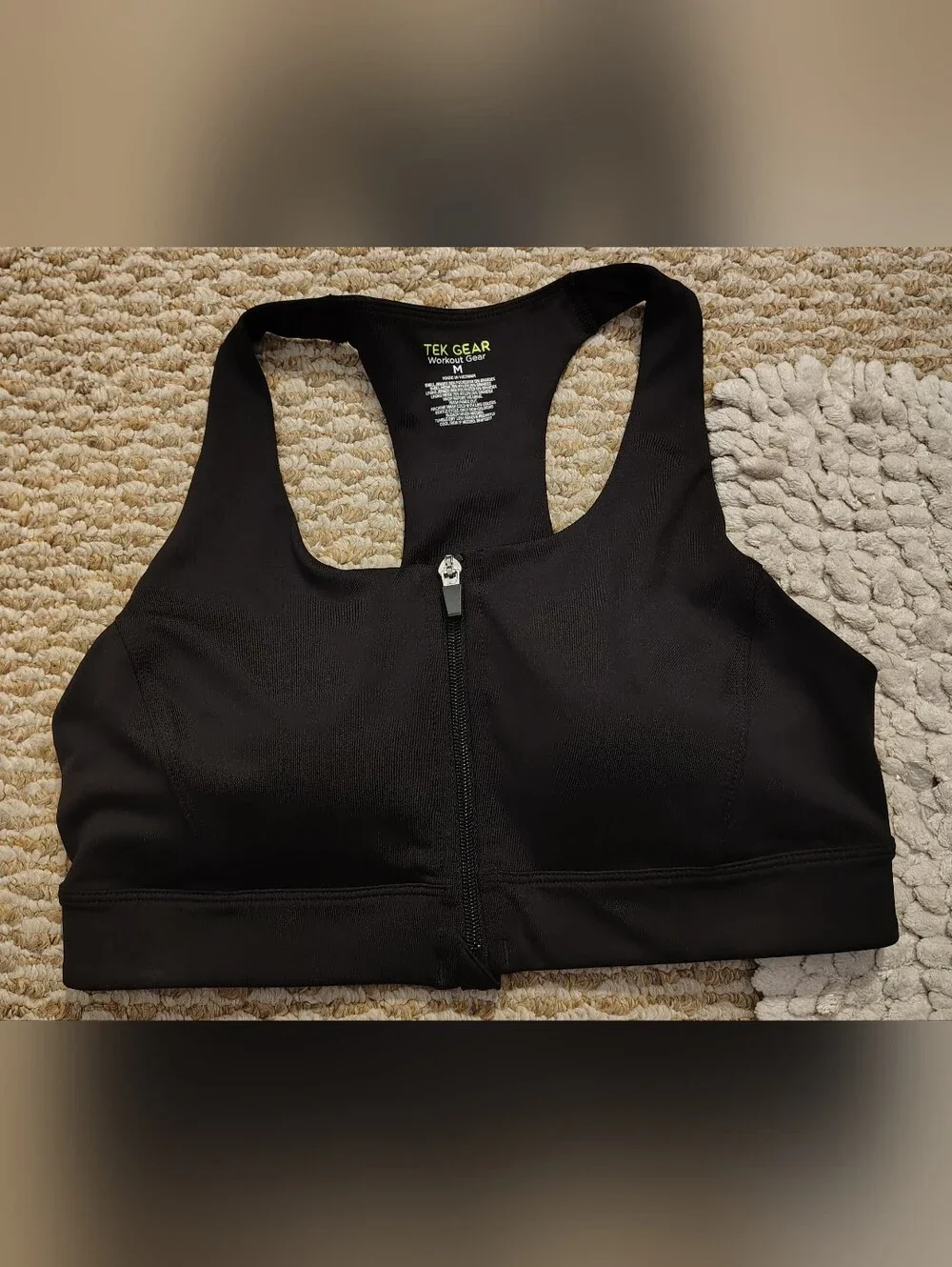 tek gear Black Front-Zip Racerback Sports Bra